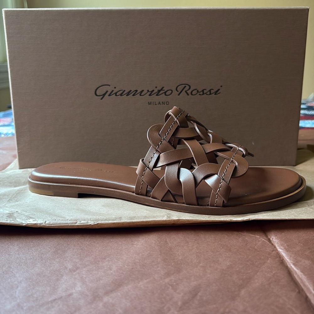 🤎🌟🤎 Gianvito Rossi Brown Sandals with Intricate Cut-Out Design 🤎🌟🤎 - Picture 8 of 16